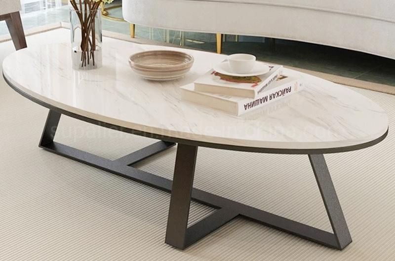 Chinese Gold Metal White Marble Top Coffee Table Modern