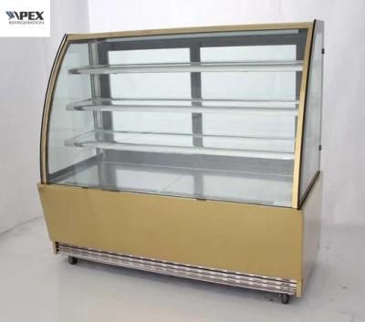 Curve Glass Cake Showcase Cooler for Display Cake or Snack in Bakery Shop