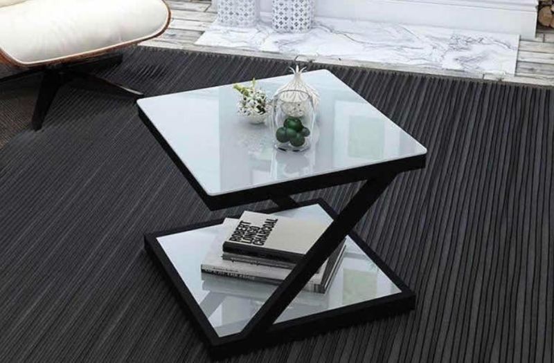 Modern Living Room Side Table Tempered Glass Small Coffee Table Square Creative Corner Table