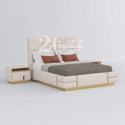 Wholesale Modern Luxury Hotel Home Funriture Rectangle Wooded Bedding Set Queen Size Bedroom Bed