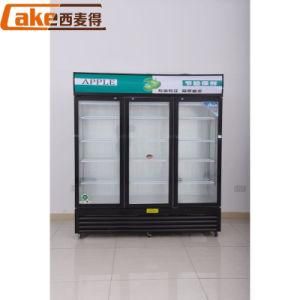 High Quality 980L Three Glass Doors Drink Cooler Showcase