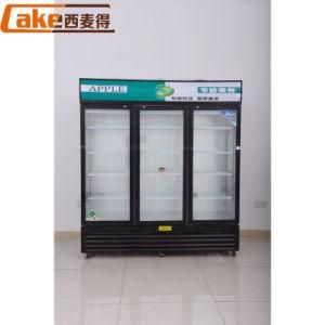 High Quality 980L Three Glass Doors Drink Cooler Showcase