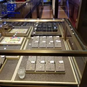 Retail Powder Coating Metal Frame Glass Panel Jewelry Rack