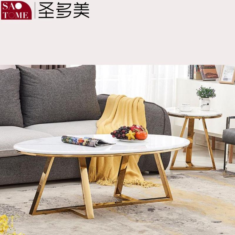 Modern Simple Luxury Living Room Furniture Oval Slate/Marble Coffee Table