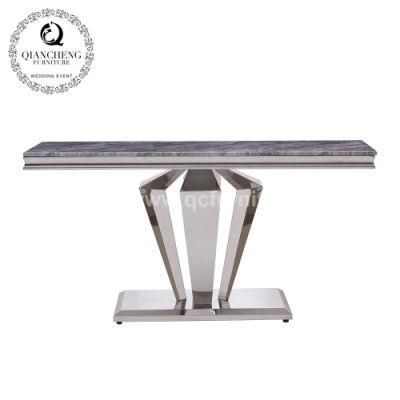 Stainless Steel Console Table with Mirror