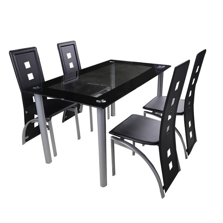 Free Shipping Top Dinner Furniture Black Luxury Modern Tempered Glass Dining Table