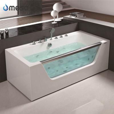 Bathroom Furniture Whirlpool Jacuzzi Bathtub with Tempered Glass