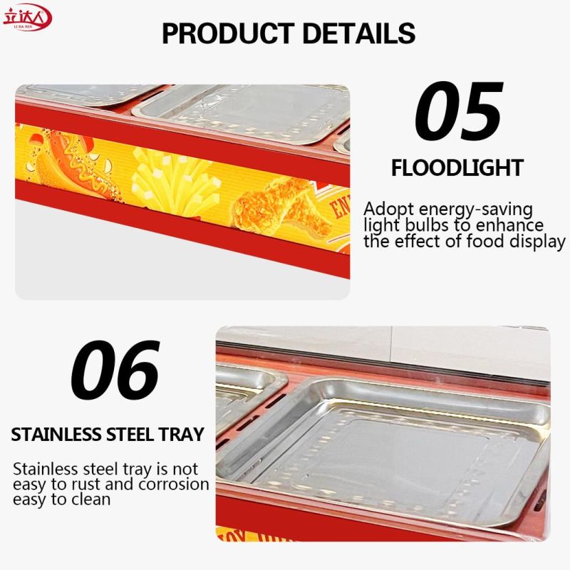 Fast Food Restaurant Equipment Electric Restaurant Food Warmer Glass Showcase