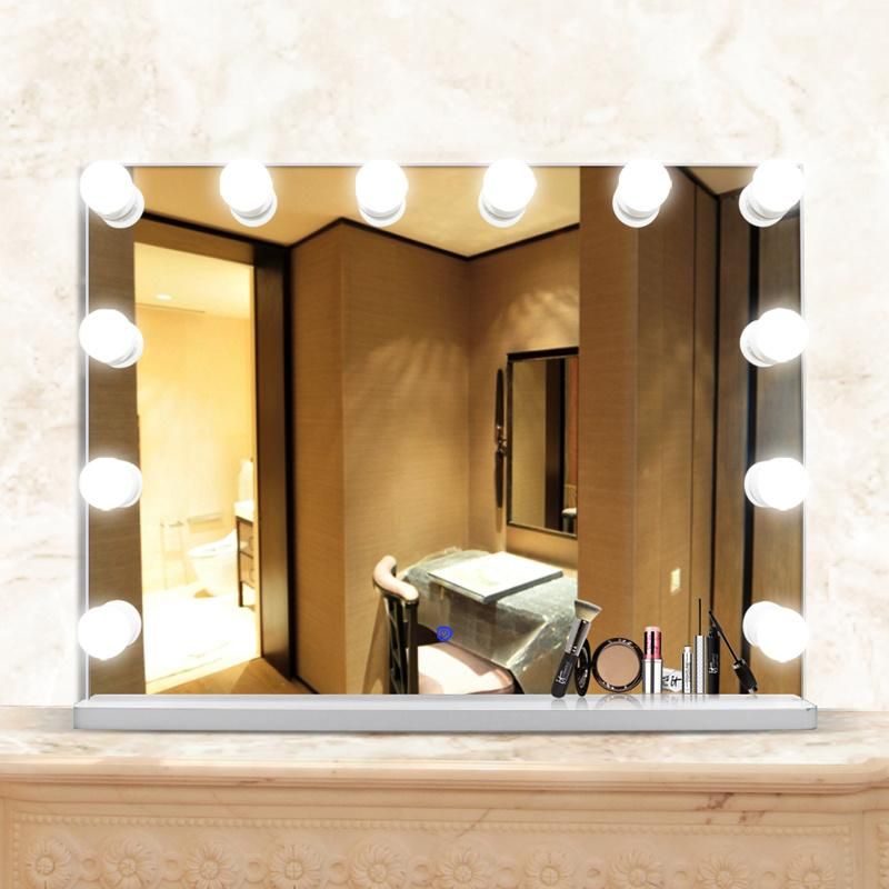 Beauty Salon Hollywood Style Vanity Dressing Table Makeup Mirror with Dimmable LED Bulbs