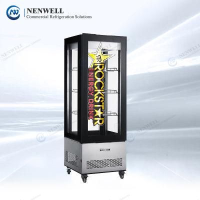 CFC Hcfc-Free Commercial Four Sides Glass Refrigerated Showcase with Etching Logo LCD Screen (NW-RT400L)
