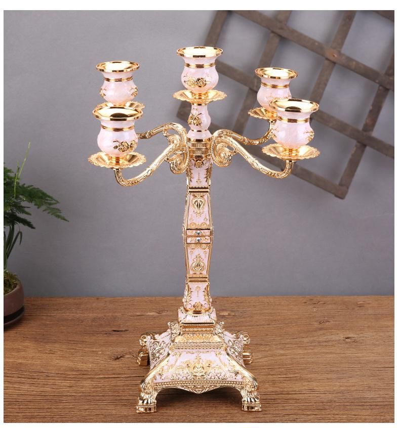 European Style Square Candle Dining Table Candle Holder Decoration Glass Retro Western Food Household Metal Light Luxury Candle Holder