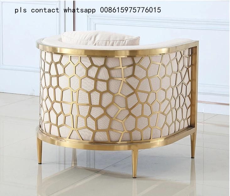 Hotel Furniture Bedroom Table Stainless Steel Sofa Gold Mirror Finish