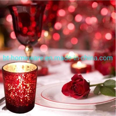 95ml 3 Oz Electroplated Spotted Red Mercury Glass Wishing Candle Holder for Weddings Parties and Home Decorations