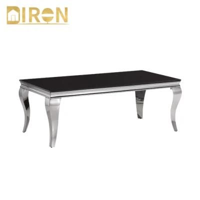 Hotel Home Furniture Stainless Steel Metal Legs Glass Stone Marble Coffee Table for Decoration