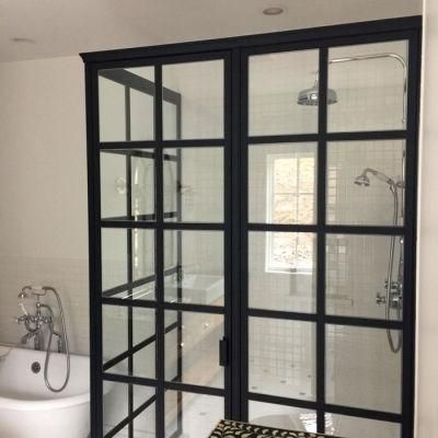 2022 Popular Modern Style Premium Aluminum Metal Framed Tempered Glass Sliding Barn Doors for Bathrooms for Wholesale