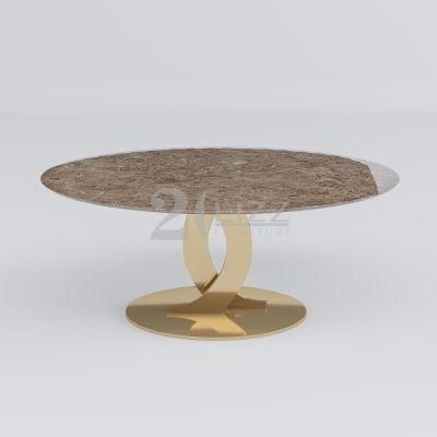 New Style Modern Luxury Living Room Home Furniture European Gold Metal Top Marble Coffee Table