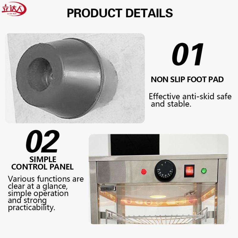 Curved Food Warming Showcase Commercial Restaurant Equipment Glass Food Warmer Display Showcase