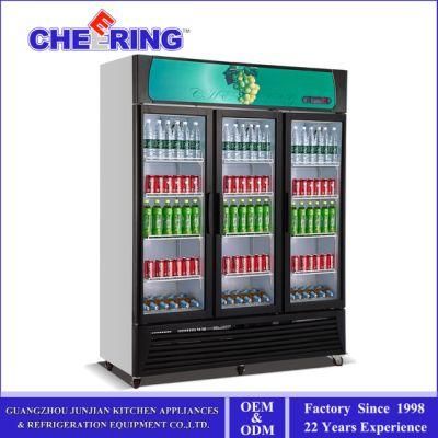 Cola Commercial Three Glass Door Vertical Freezer for Supermarket Refrigerator Showcase