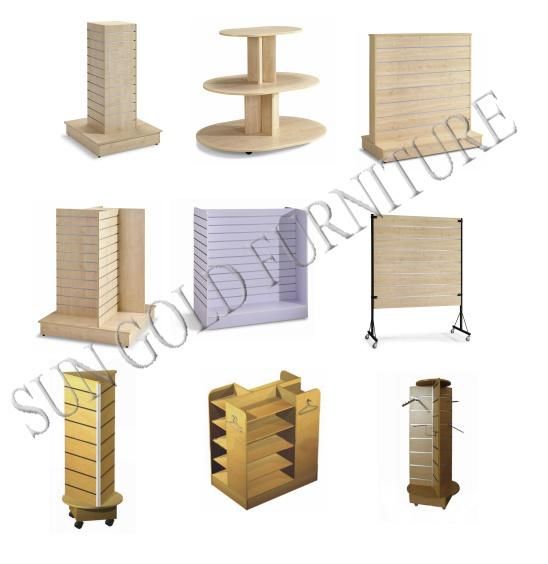 Modern Retail Shop Display Stand, Slatwall Wood Display Shelf (SZ-WD014)