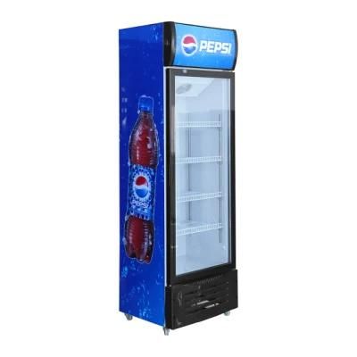 High Quality Fan Cooling Single Door Drink Chiller Commercial Glass Upright Display Refrigerator Fridge Showcase for China Made