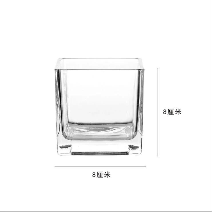 Empty Candle Glass Jar Square Shape Candle Holder for Home Decor