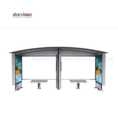 Aluminum Alloy Transit Bus Stand Shelter with Curve Roofing for Municipal
