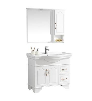 Wall Mounted Modern White Glossy MDF Bathroom Vanity Cabinet with Mirrors
