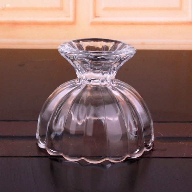 Unique Clear Lotus Shape Glass Candle Jar Glass Candle Holder