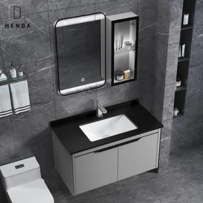 90cm Gray Aluminium Cabinet Slate Mesa 304# Stainless Tap Bathroom Vanity