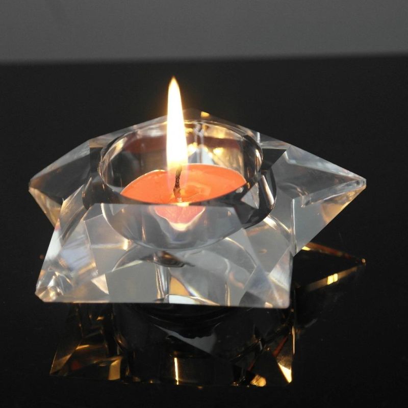 Five-Star Shape Crystal Glass Candleholder Craft for Gift