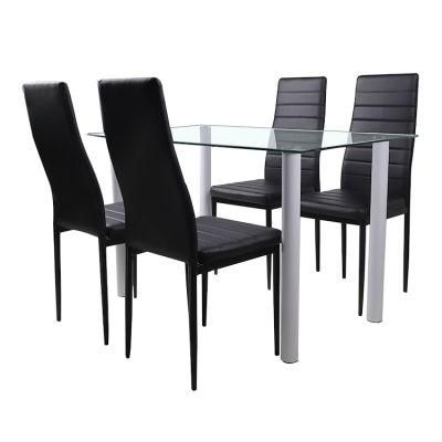 Modern and Simple Table Dining Room Wholesale Tempered Glass Dining Table with 4 Chairs Dining Table