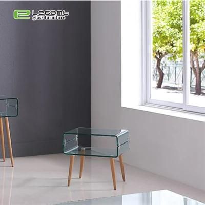 Simple Hotel Household Tempered Clear Glass Side Table