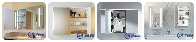Double Door Wall Mounted Semi-Recessed Bathroom Aluminum LED Lighted Mirror Cabinet