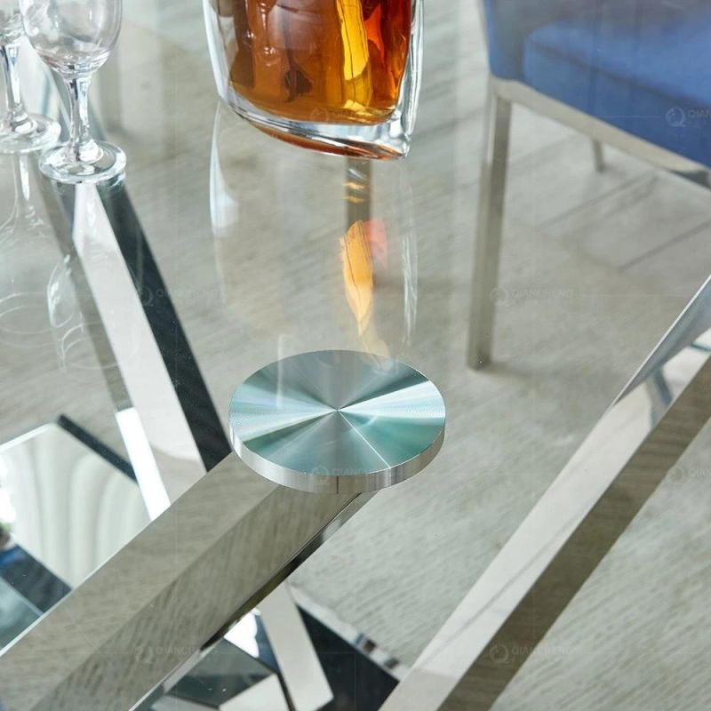 Retractable Modern Stone Inlay Mirror Gold Kitchen Dining Table