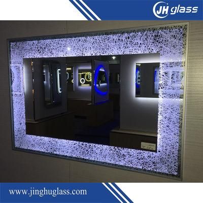 Decorative Bathroom Silk Screen Lighted Mirror with