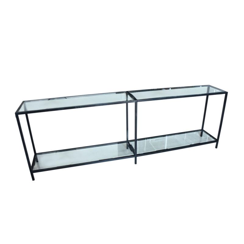 Big Apartment Modern Simple Black Rectangle Console TV Table