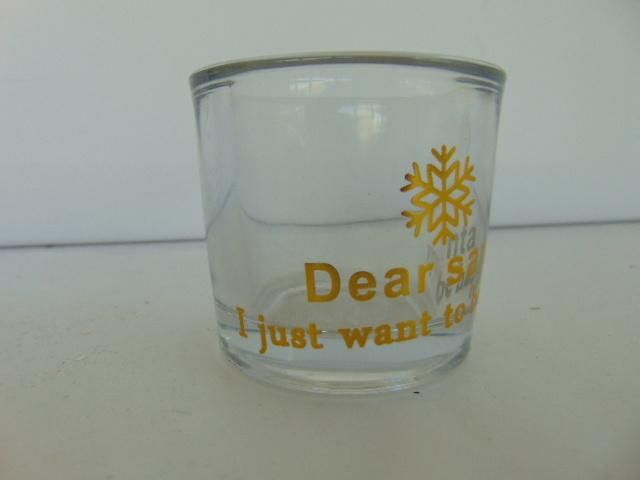 Glass Votive Candle Holder in Different Colours with Golden Decal for Xmas