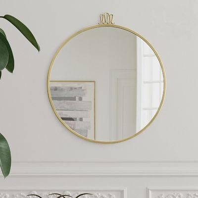 Hotel Decorative Gold Stainless Steel Frame Bathroom Round Wall Custom Glass Mirror