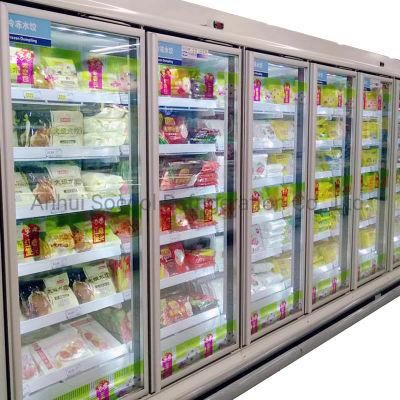 Vertical Glass Door Freezer, Refrigerated Multideck Frozen Food Cabinets