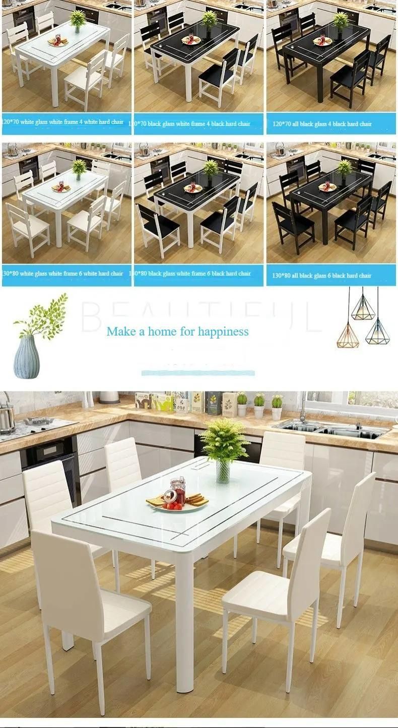 Small Modern Tempered Glass Table with Steel Frame