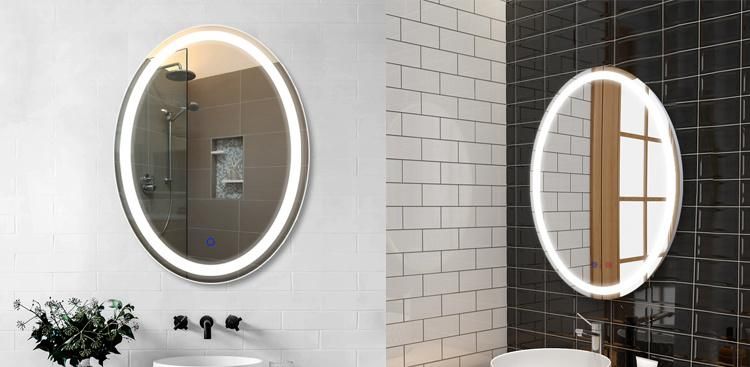Home Furniture Oval Wall Bathroom LED Anti-Fog Decorated Framed Mirror with Light