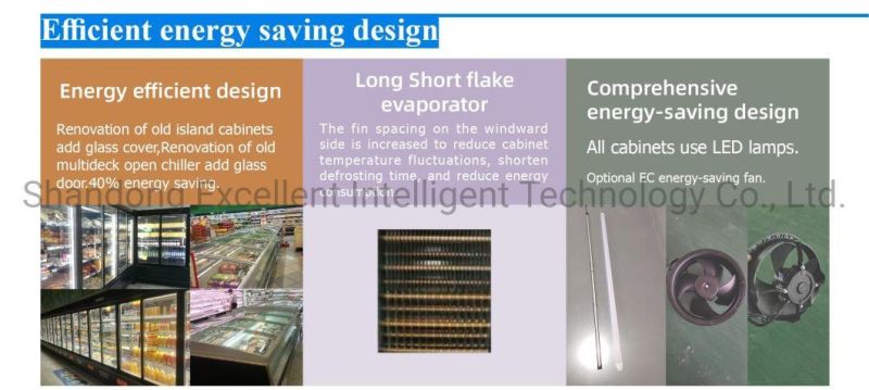 Supermarket Display Glass Door Frozen Half Fridge Combined Refrigerator Chiller and Freezer Cabinet