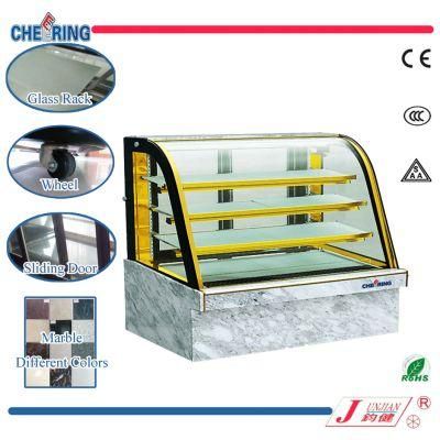 Cheering Hot Sale Commercial Curved Glass Marble Cake Showcase