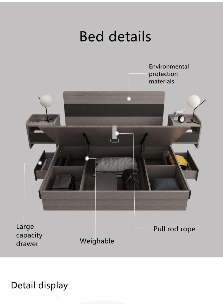 Popular Design Style Melamine Laminated Home Hotel Furniture Bed Bedroom Set