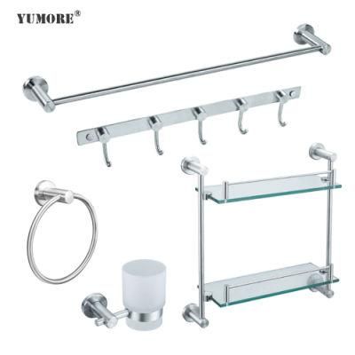 China Manufacture Bathroom Accessories Stainless Steel Adjustable Shower Tension Pole Wall Shelf