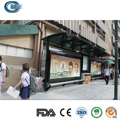 Huasheng Garden Bus Shelter China Outdoor Shelter Manufacturer Modern City Public Stainless Steel Bus Stop Smart Bus Shelter