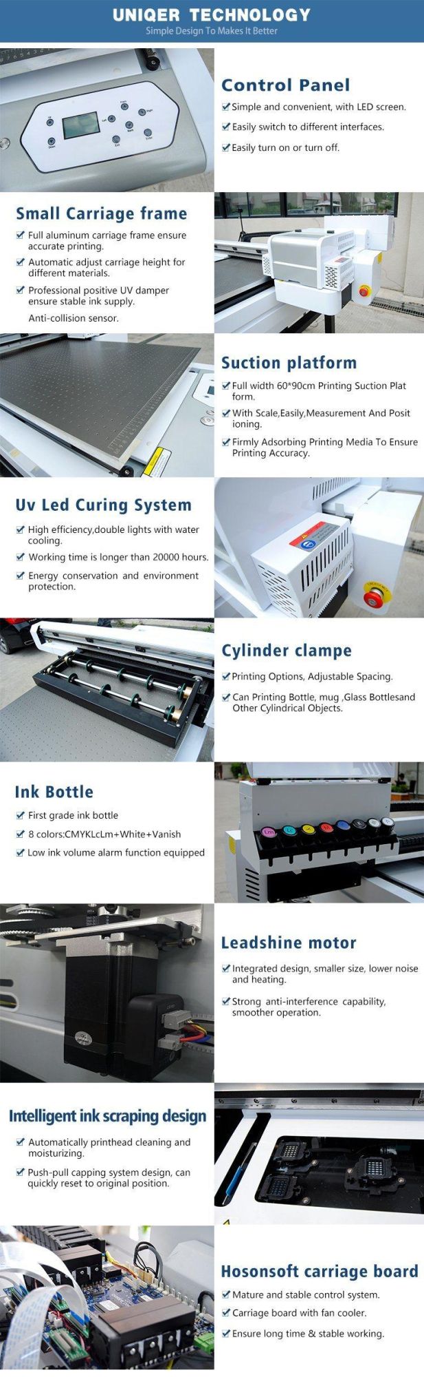 Automatic Derect Printing Kingjet Glass UV Flat Bed Printer Kj-6090UV