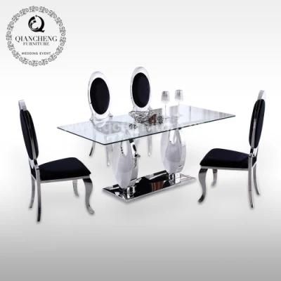 Restaurant Furniture Modern Silver Metal Dining Tables