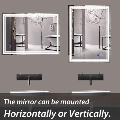 Home Decor Wall Mirror Wall Mounted Rectangle Frameless Bathroom LED Lighted Backlit Mirror