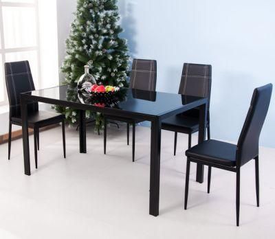 Nordic Style Cheap Price Tempered Glass Tables Leather Chairs Dining Room Furniture Dining Tables Set